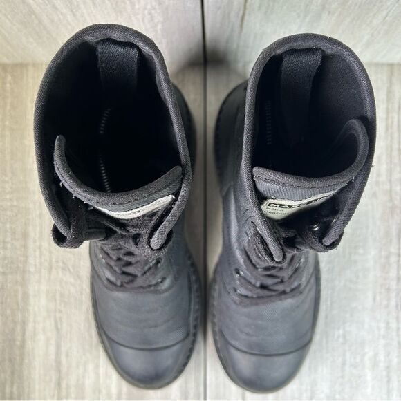 Marc Jacobs Black Waxed Canvas Combat Bristol Boot Lace Up Womens Size 10 EUR 40 - Picture 6 of 11